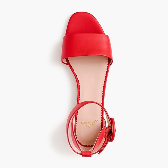 New JCREW Red Ankle Strap Flat Sandals in Leather - Picture 2 of 4